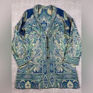 Travelsmith Tapestry Aztec Boho Lagenlook Long Length Jacket Size Medium